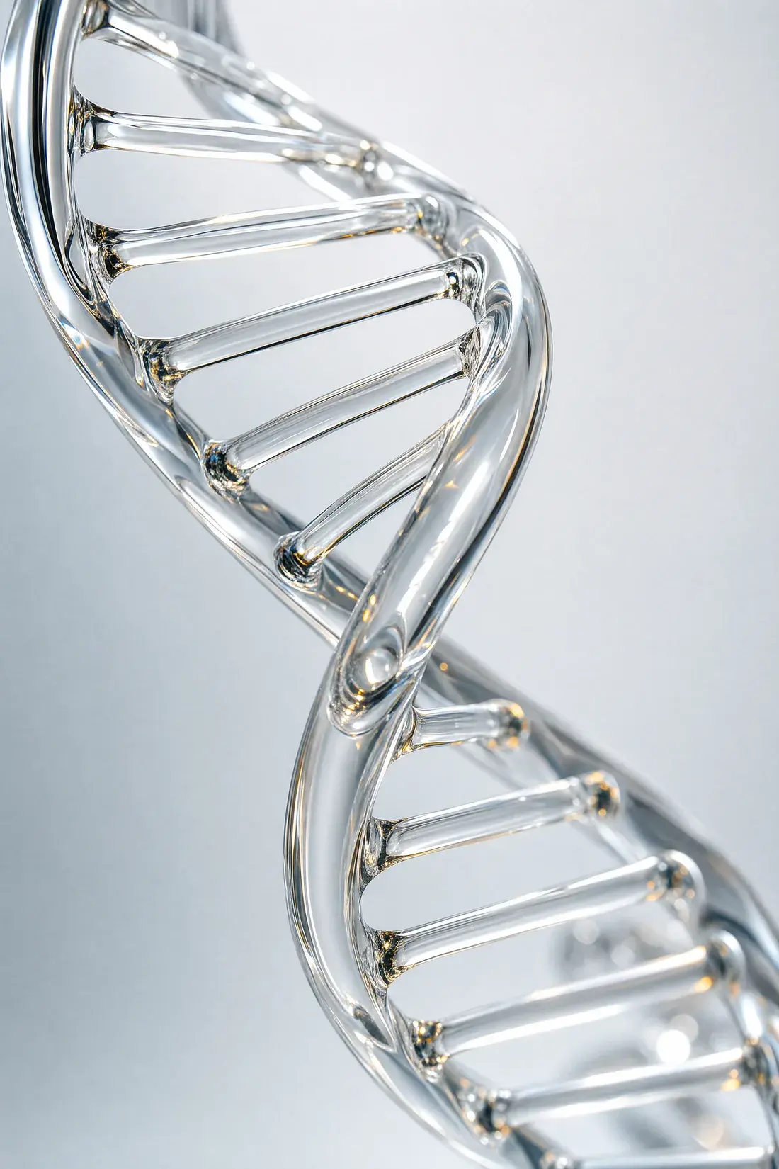 A clear glass DNA double helix