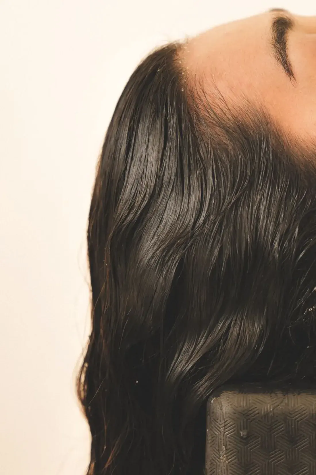 Close-up of healthy hair at the hairline